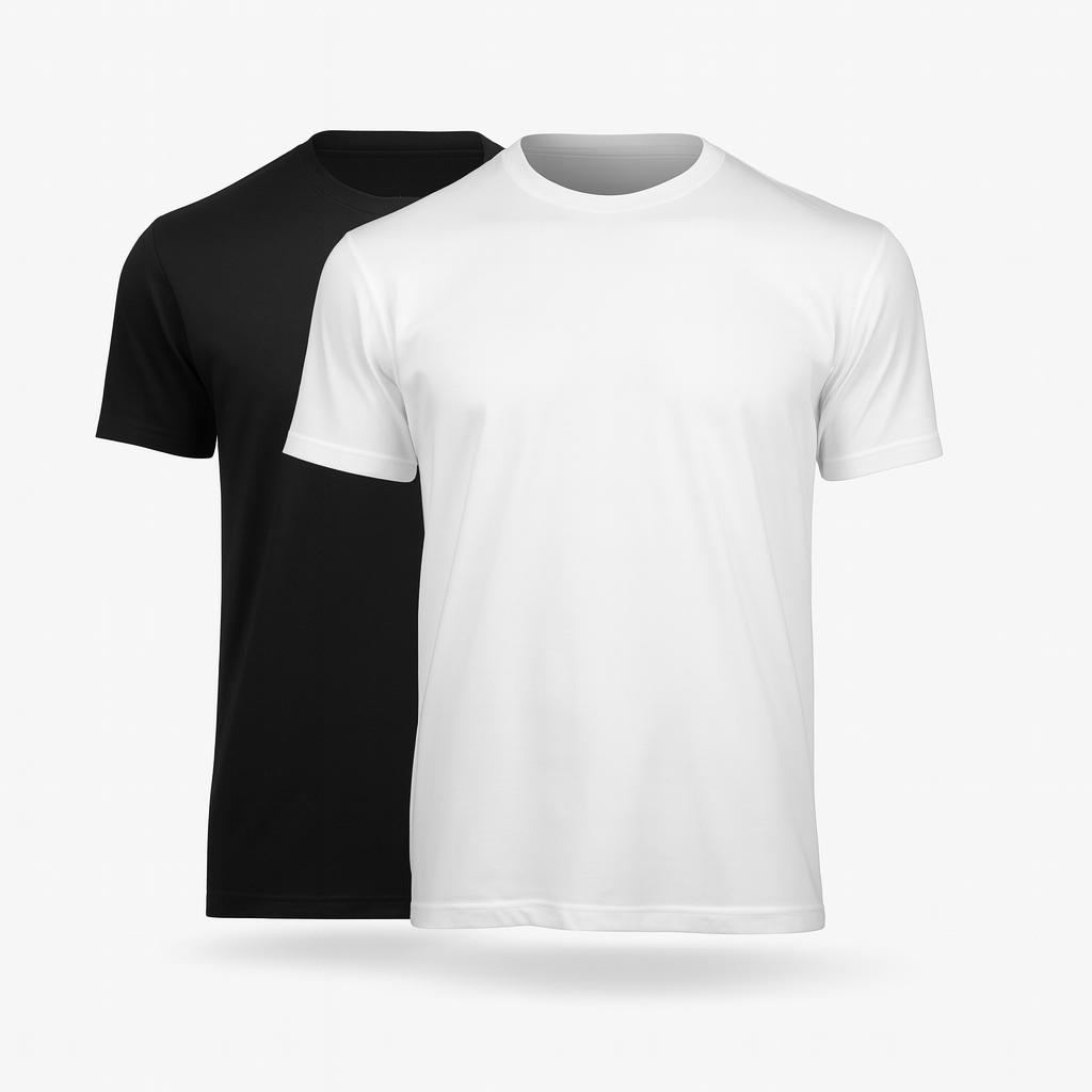 Confezione Doppia di T-Shirt in Cotone (Nero + Bianco)